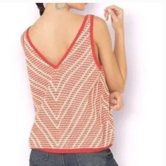 Wrangler Retro Chevron Knit Tank Top Red V-Neck Medium - Picture 2 of 16